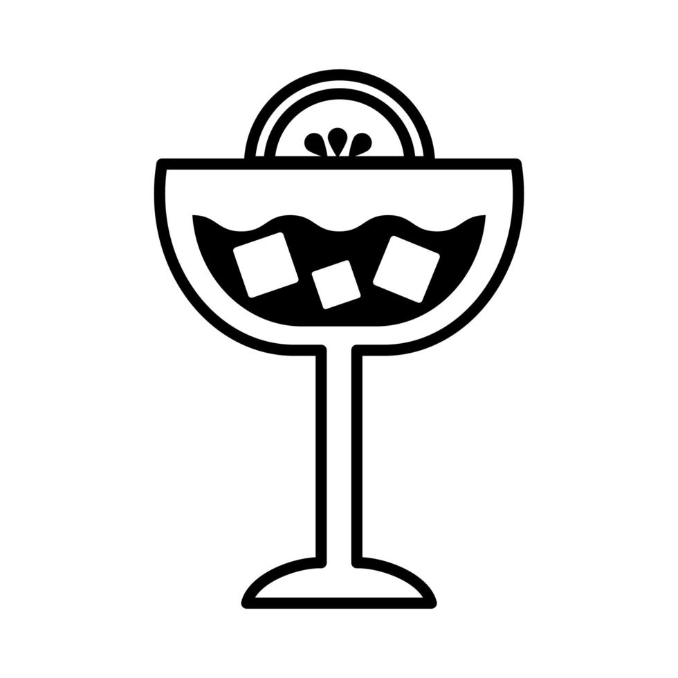 tazza con bevanda cocktail e icona di stile linea di pompelmo vettore