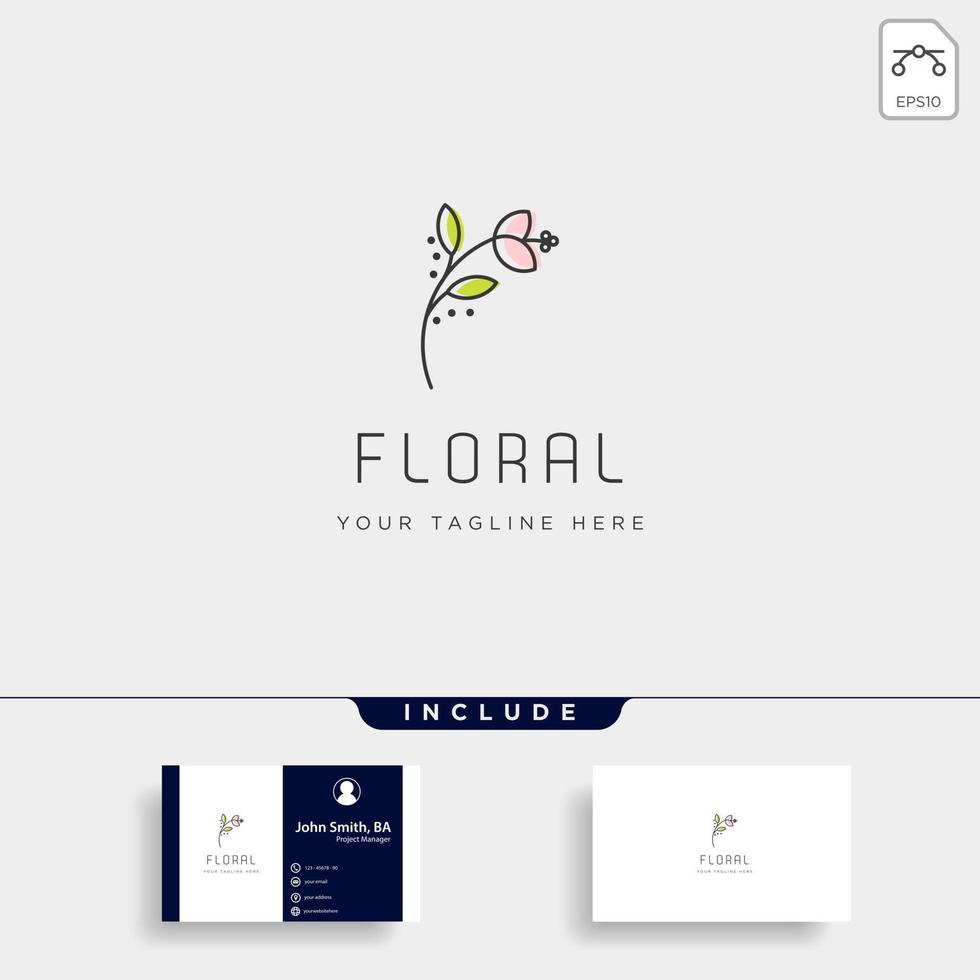 fiore linea floreale bellezza premium semplice logo modello icona elemento vettoriale