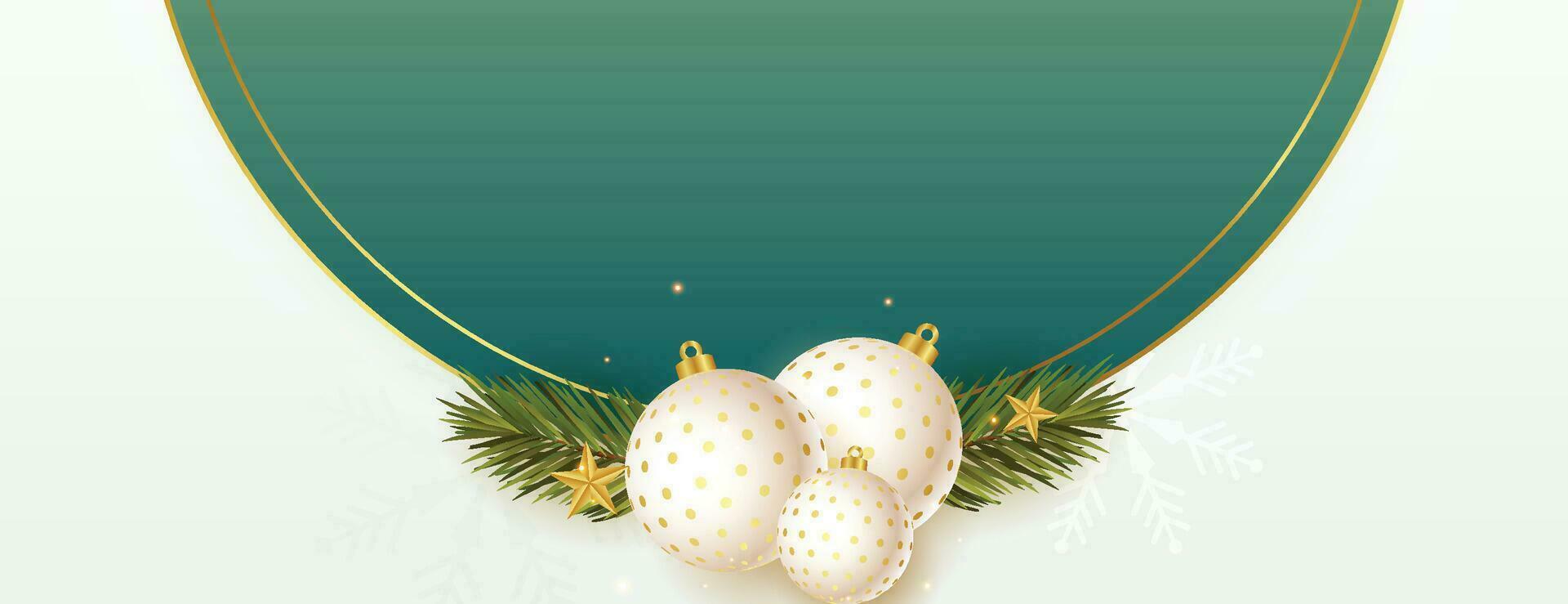 Natale palle, vacanza i regali con d'oro arco, abete albero rami, pino coni e brillante stelle. illustrazione può essere Usato per Natale disegno, manifesti, carte, siti web e striscioni. vettore
