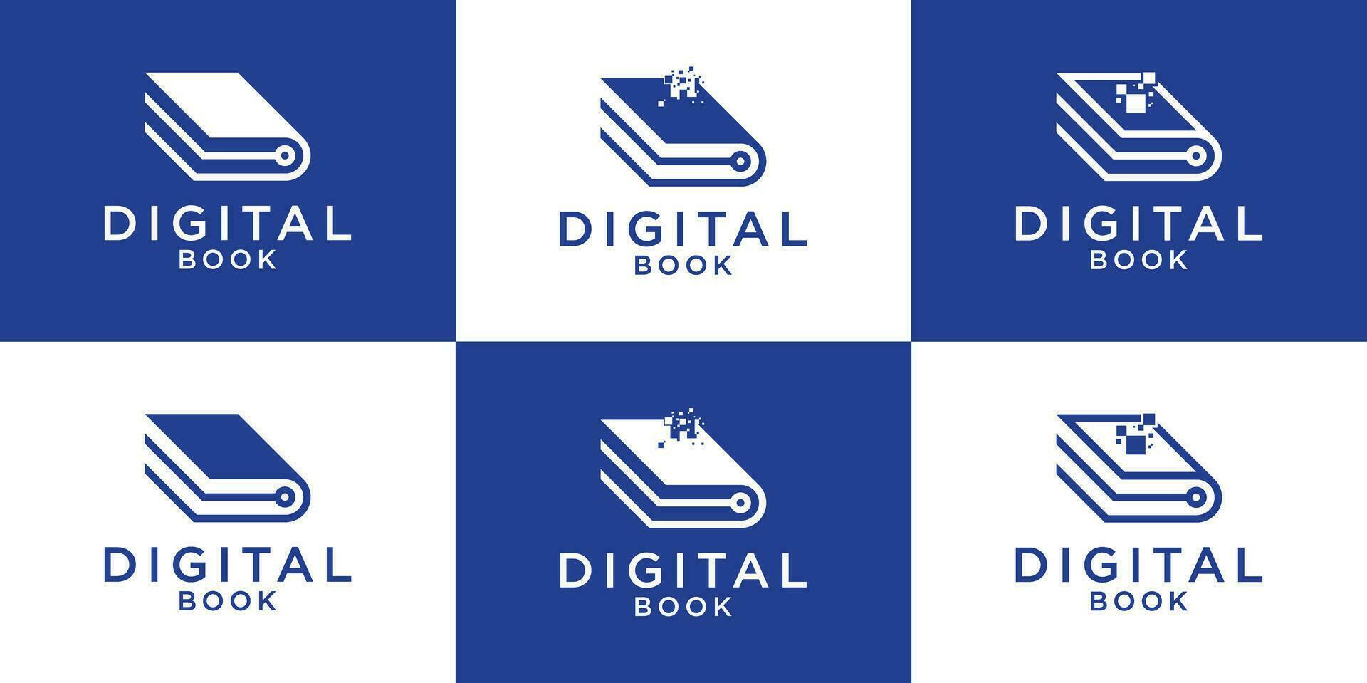 impostato logo design libro tecnologia digitale icona vettore ispirazione