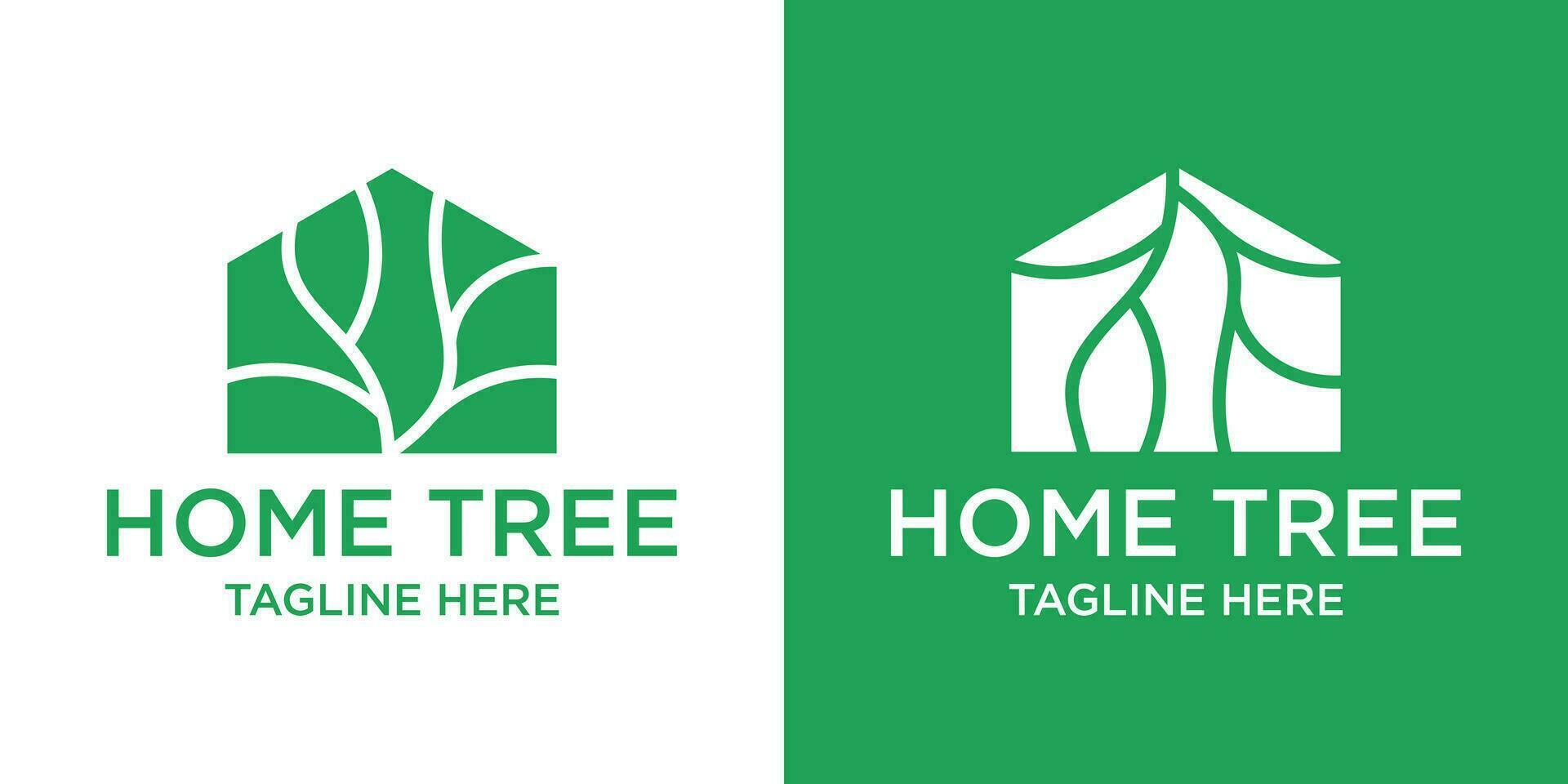 logo design casa con foglia albero semplice astratto vettore illustrazione