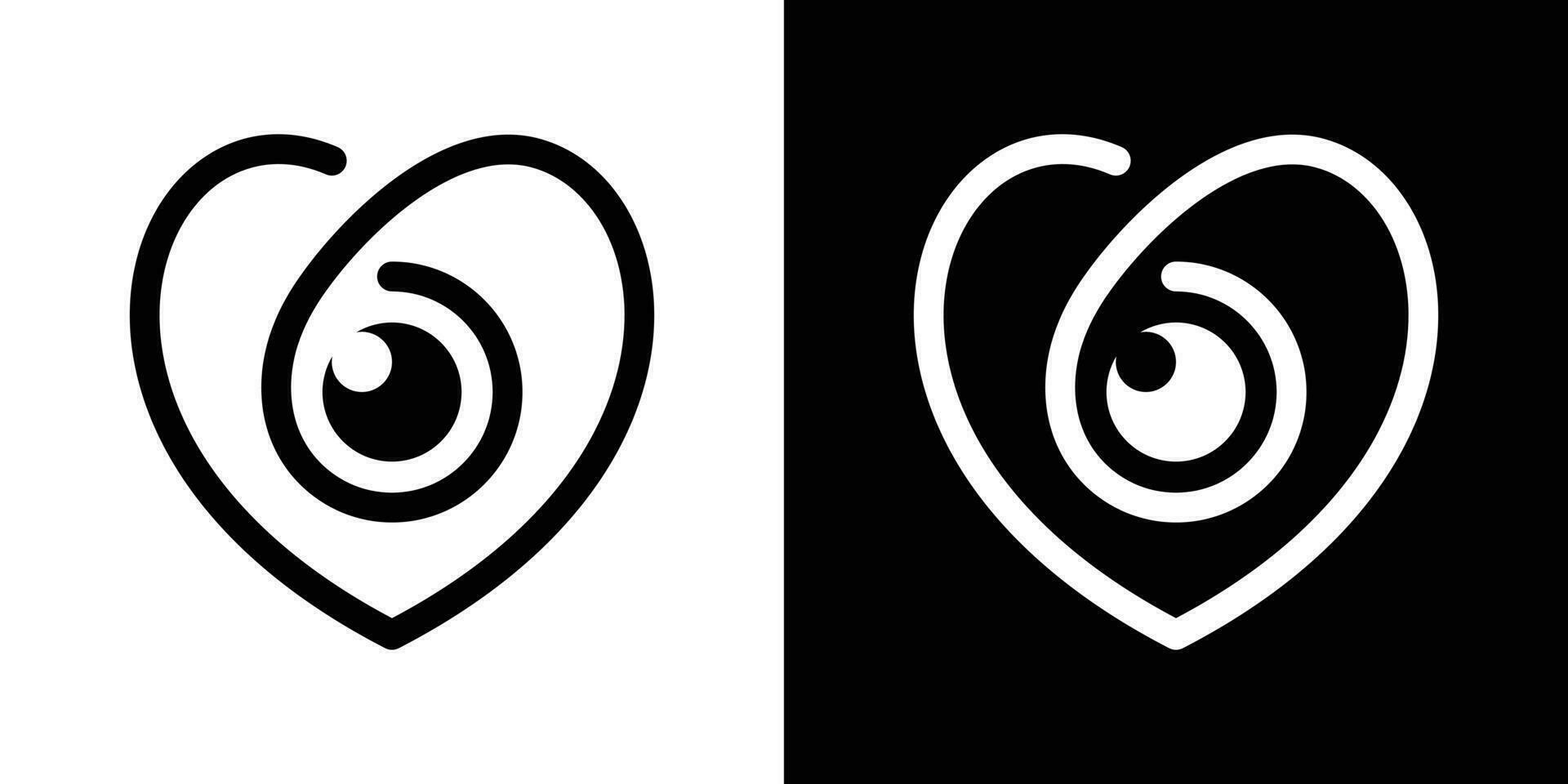 lente elemento logo design combinato con cuore fatto nel linea e minimalista stile vettore