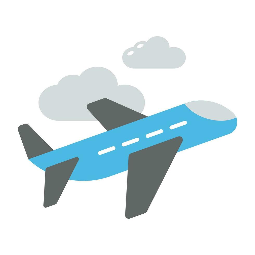 aereo volante nel aria attraversamento nuvole raffigurante volo vettore