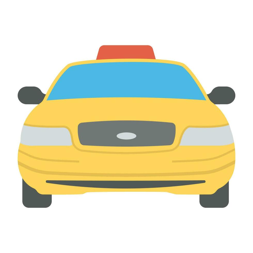 un' giallo colorato auto in movimento su un' modo che rappresentano Taxi per in viaggio. vettore
