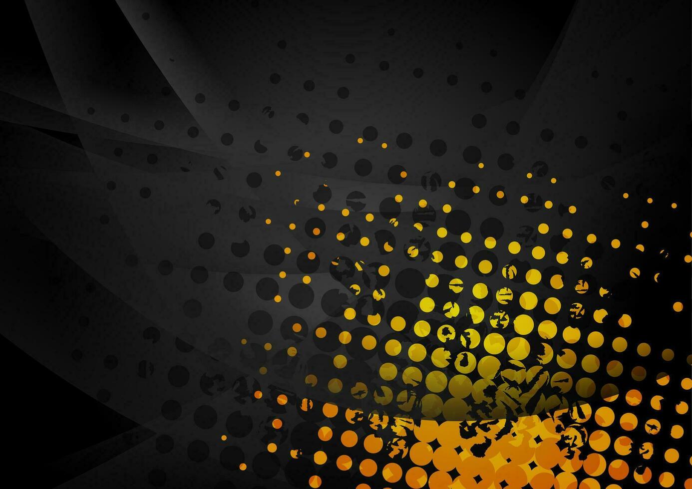 nero astratto ondulato sfondo con giallo grunge puntini vettore