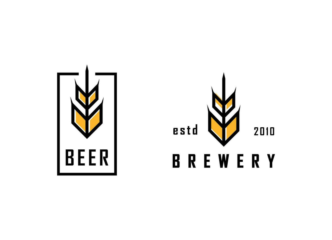 minimalista e semplice birra logo design. fabbrica di birra logo, grano vettore. vettore
