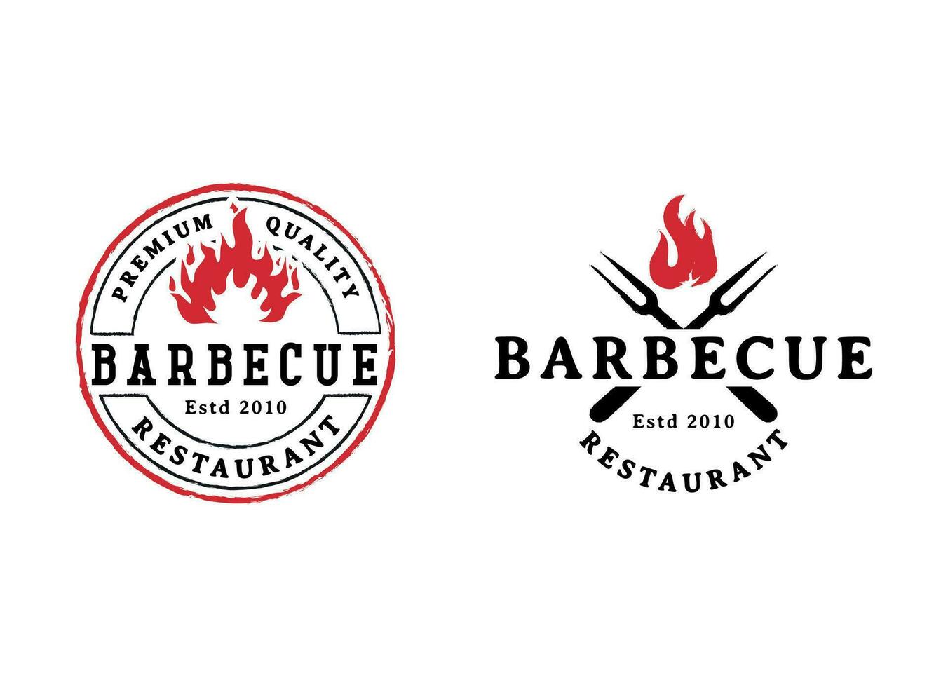 barbecue punto logo ristorante. griglia, rustico e bar vettore logo