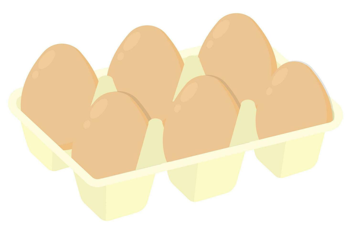 isolato uova su scatola di cartone pacchetto. uova contenitore scatola cucinando cibo cartone vettore
