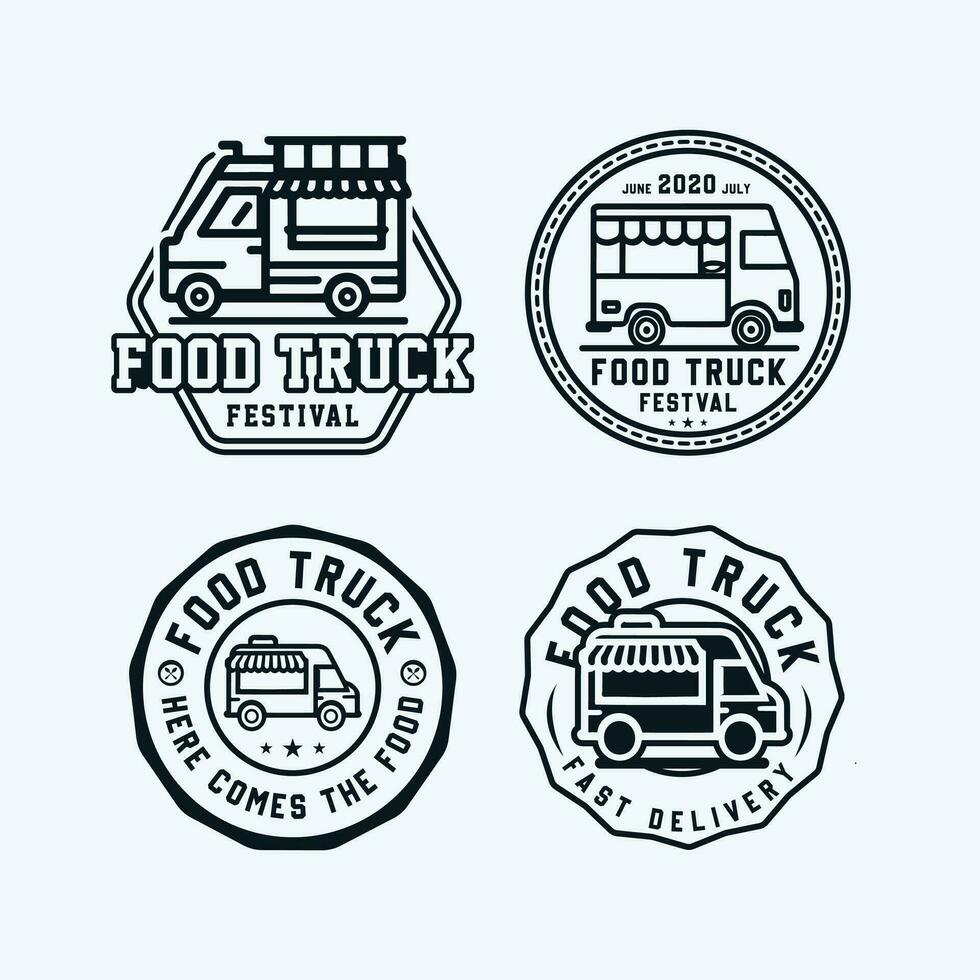 cibo camion Vintage ▾ distintivo logo Festival emblemi e loghi vettore impostare.