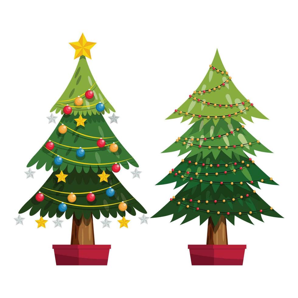 vettore 2d Natale albero collezione