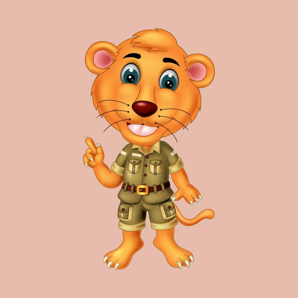 illustrazione del simpatico cartone animato leone vettore