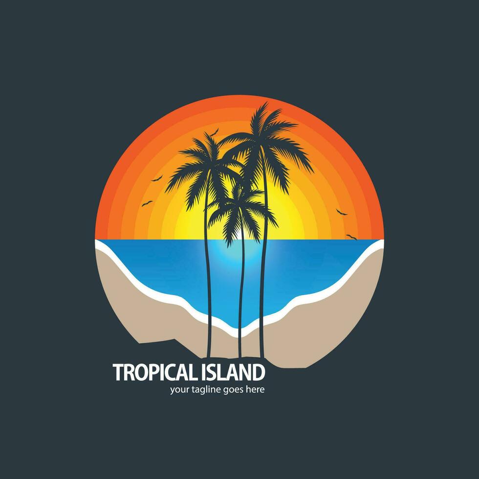 tropicale isola logo vettore