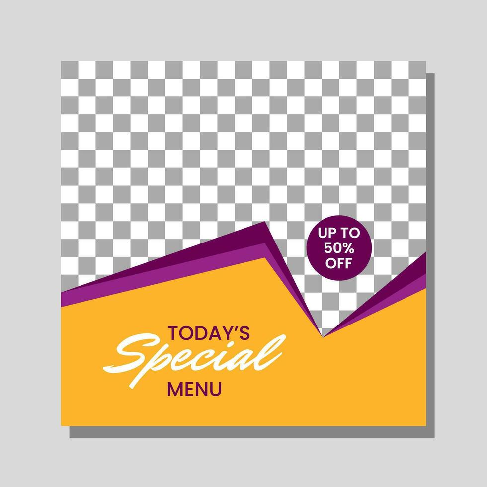 banner di menu di cibo post sui social media. modelli di social media modificabili per promozioni nel menu del cibo. set di racconti di social media e post frame. progettazione del layout per il marketing sui social media. vettore