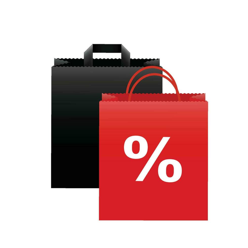 vettore rosso e nero Borsa per shopping