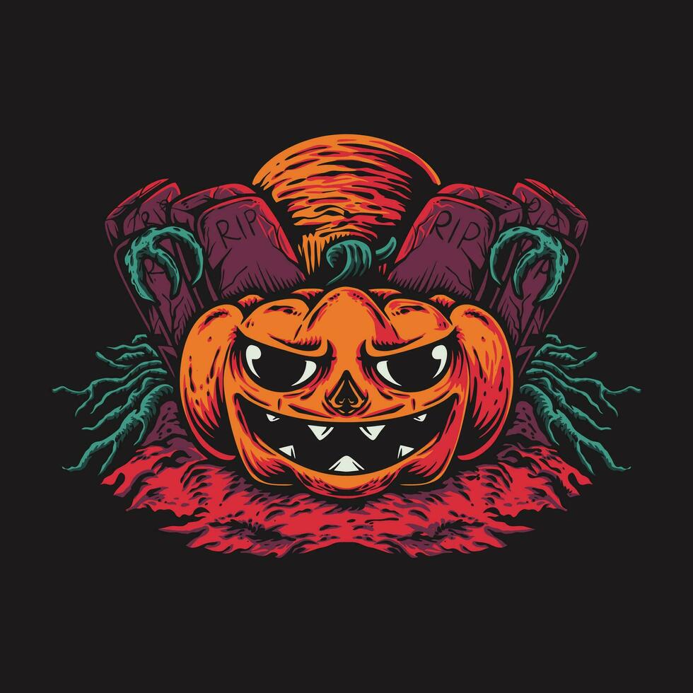 zucca Halloween pauroso notte vettore illustrazione