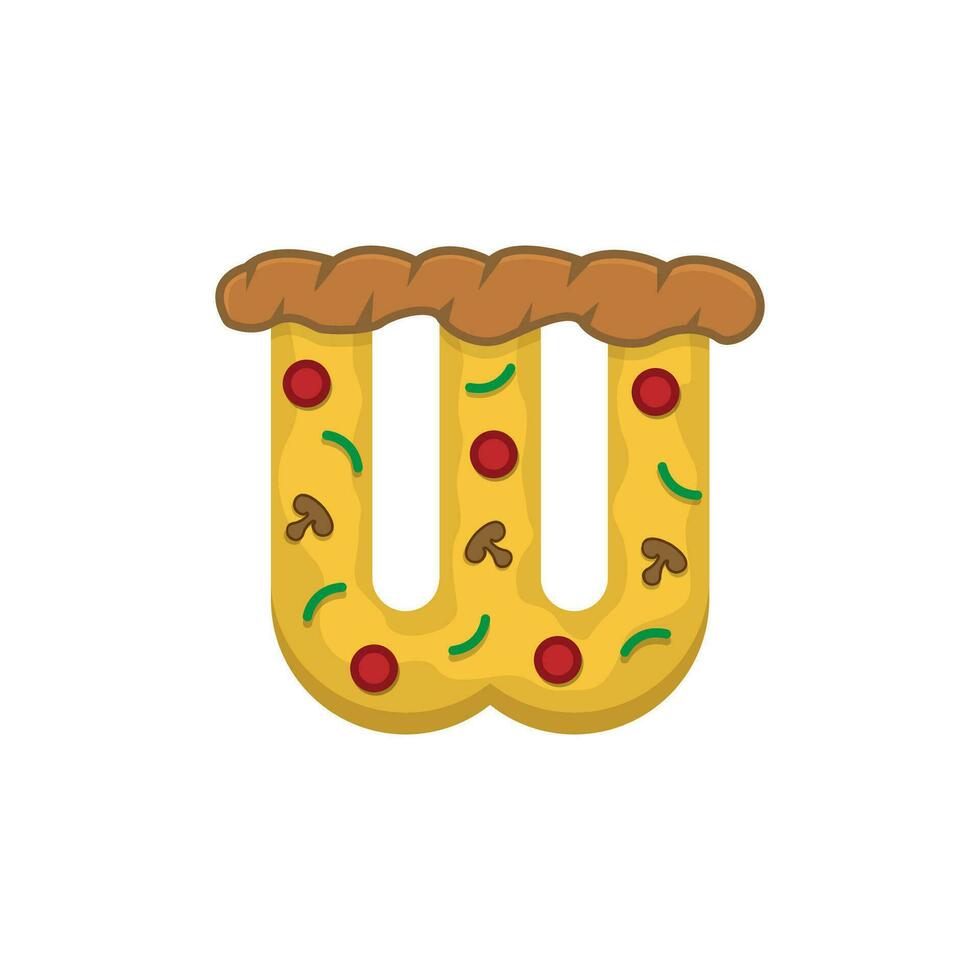 lettera w Pizza logo design concetto, isolato su bianca sfondo. vettore