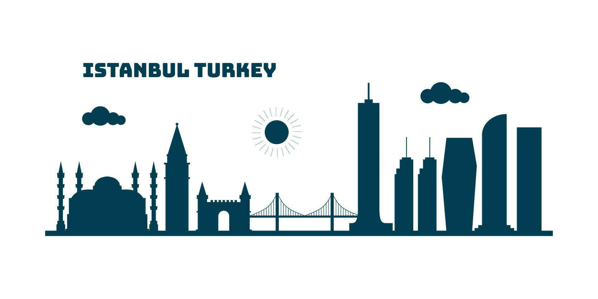 Istanbul tacchino paesaggio urbano orizzonte schizzo illustrazione vettore. vettore