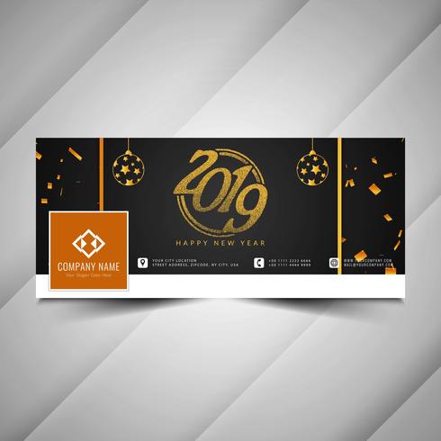 Nuovo anno 2019 elegante design dei social media banner vettore