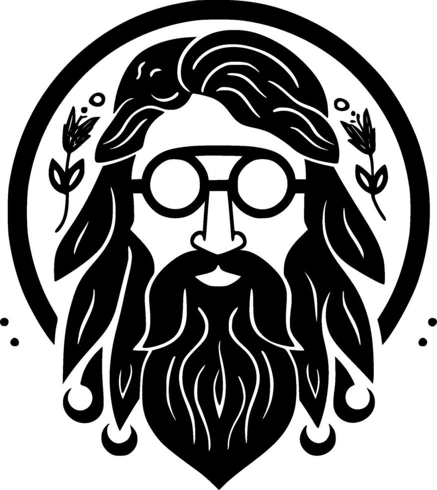 hippie - nero e bianca isolato icona - vettore illustrazione