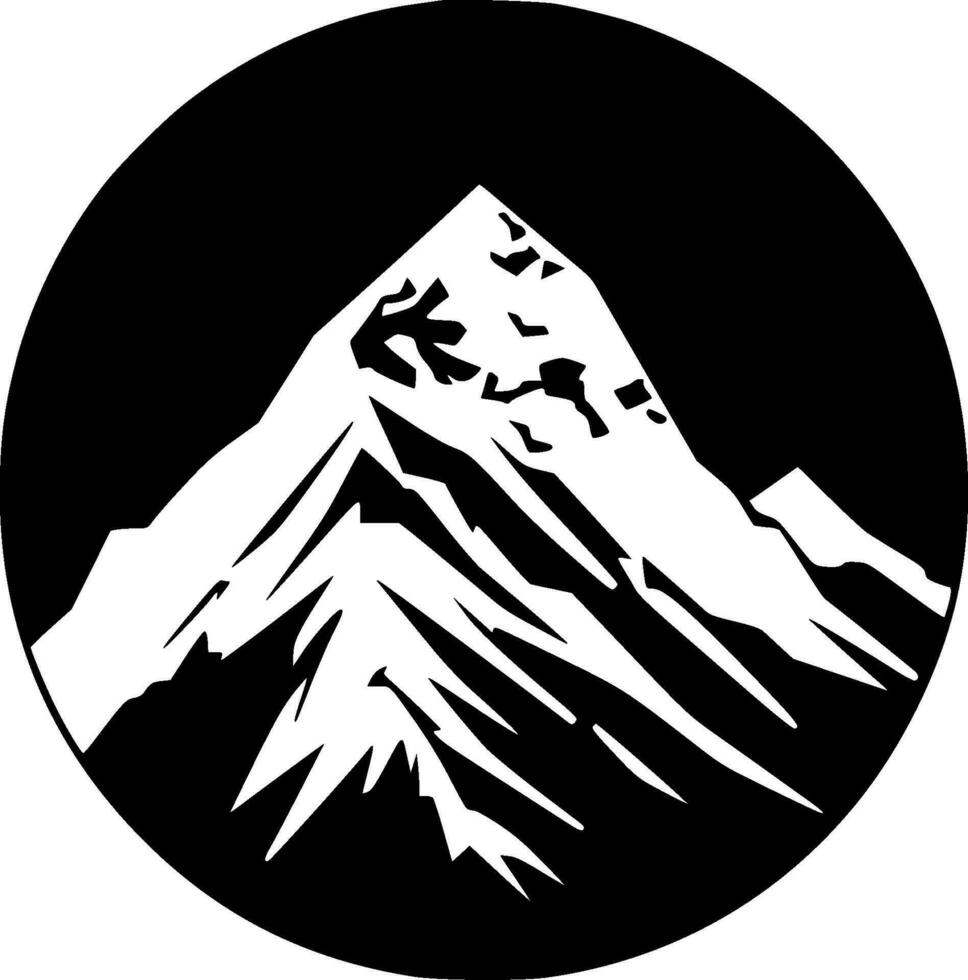 montagne - nero e bianca isolato icona - vettore illustrazione