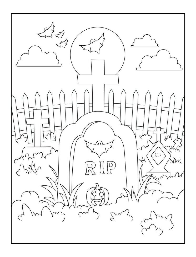 Halloween schema illustrazione , mano disegnato schema illustrazione per colorazione libro vettore