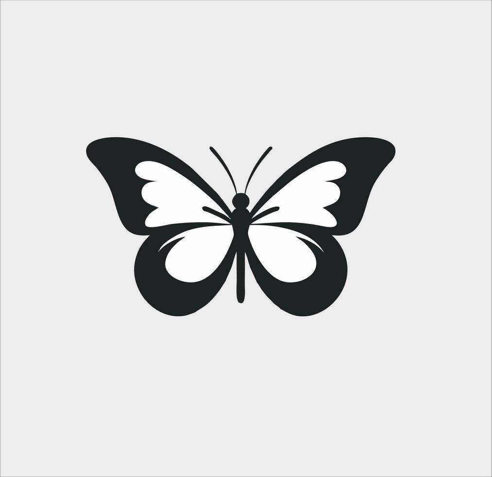 minimalista logo disegno, nero e bianca farfalla vettore