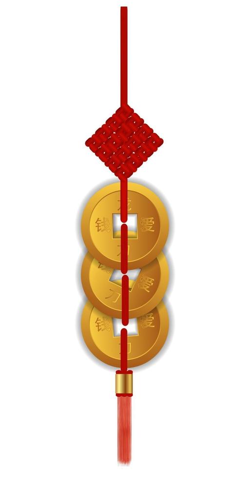 set di monete fortunate del capodanno cinese. elemento di design per biglietto di auguri, poster, banner web. illustrazione vettoriale eps10