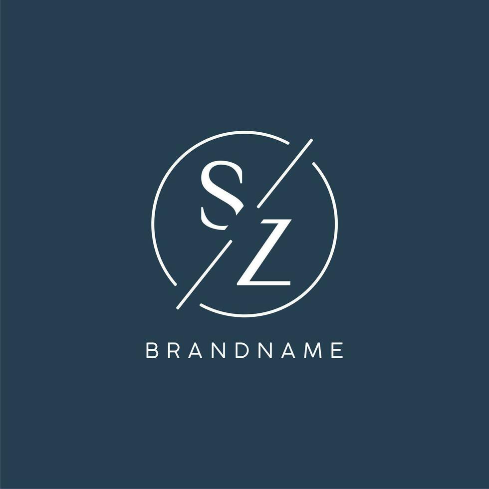 iniziale lettera sz logo monogramma con cerchio linea stile vettore