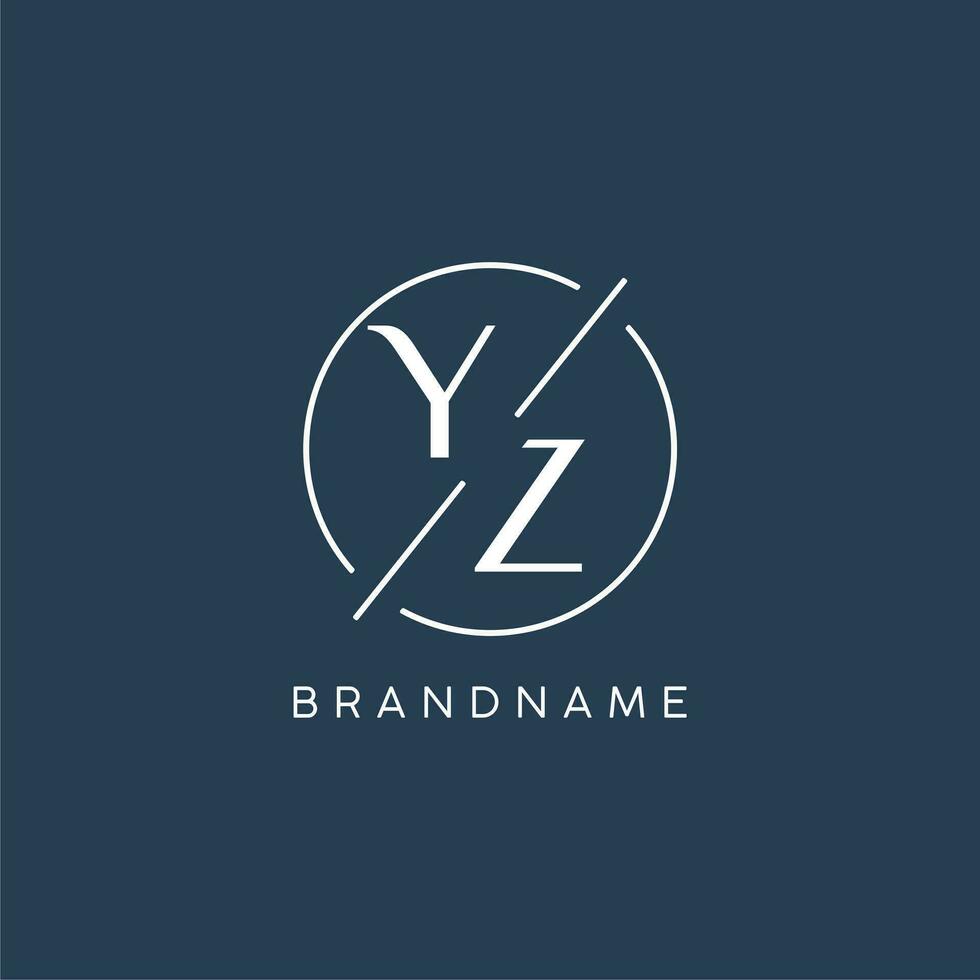 iniziale lettera yz logo monogramma con cerchio linea stile vettore