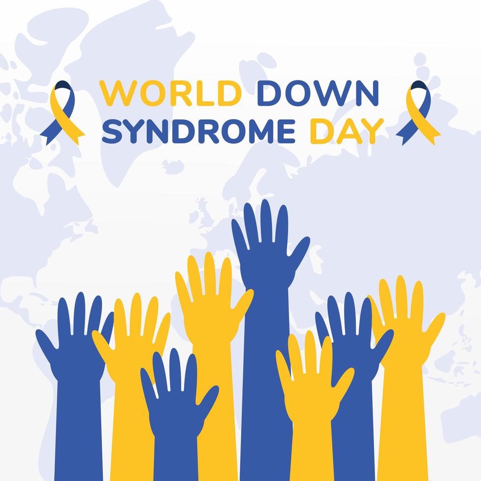 giornata mondiale della sindrome di down alzi la mano disegno vettoriale