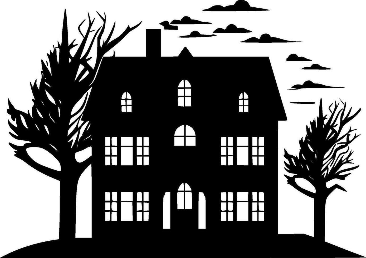 Casa - nero e bianca isolato icona - vettore illustrazione
