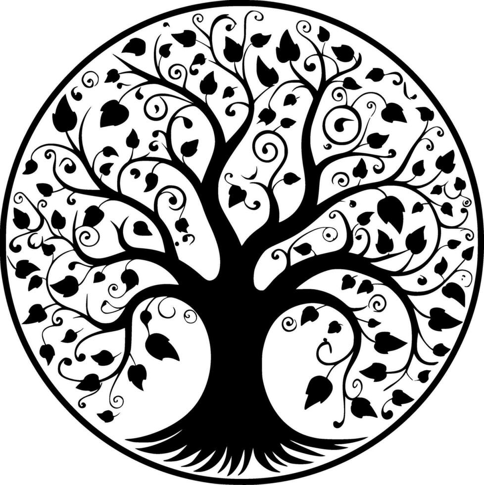 albero, nero e bianca vettore illustrazione