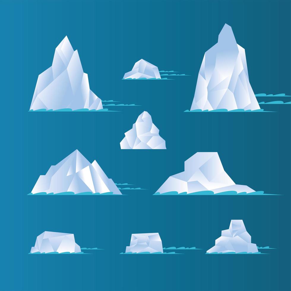 iceberg bianchi impostano il disegno vettoriale