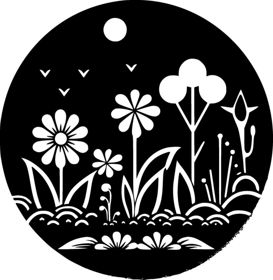 giardino - nero e bianca isolato icona - vettore illustrazione
