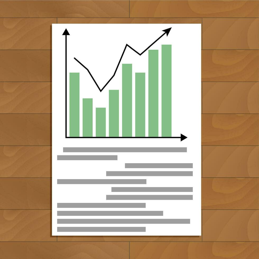 documento con grafico su. economico Vota profitto informazioni, infochart e colore diagramma, vettore illustrazione