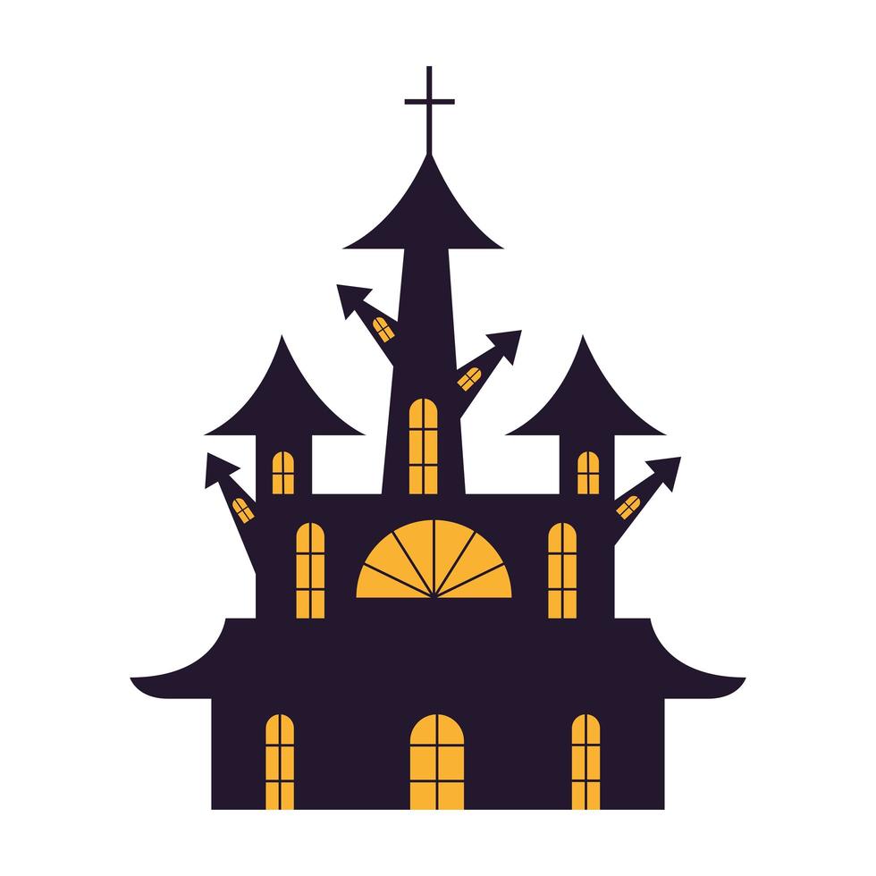 casa di halloween con disegno vettoriale croce