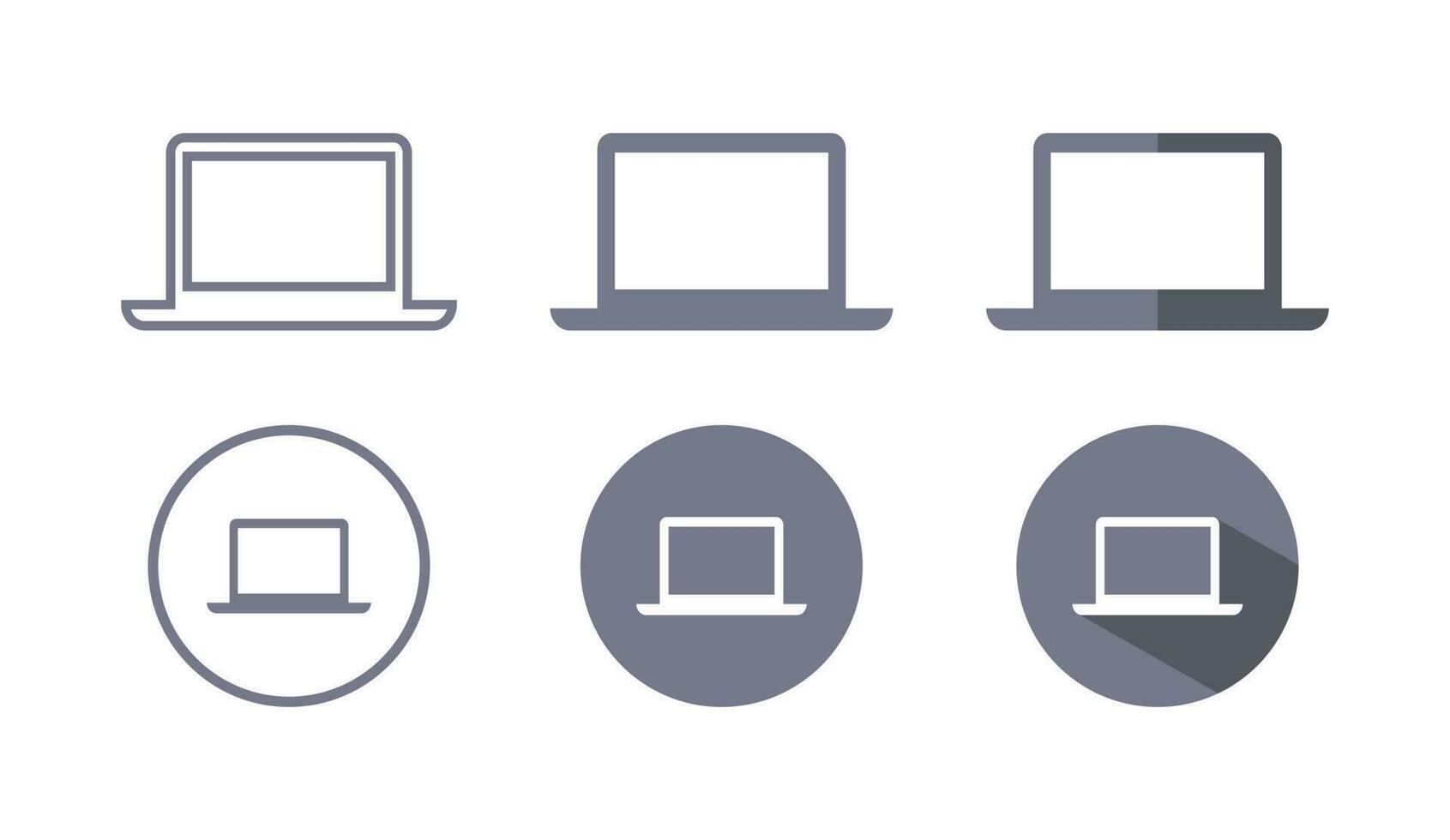 piatto il computer portatile computer dispositivo piatto icona impostato vettore illustrazione