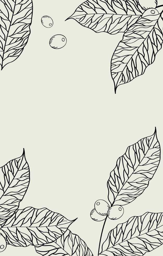 chicchi di caffè con foglie disegno vettoriale poster
