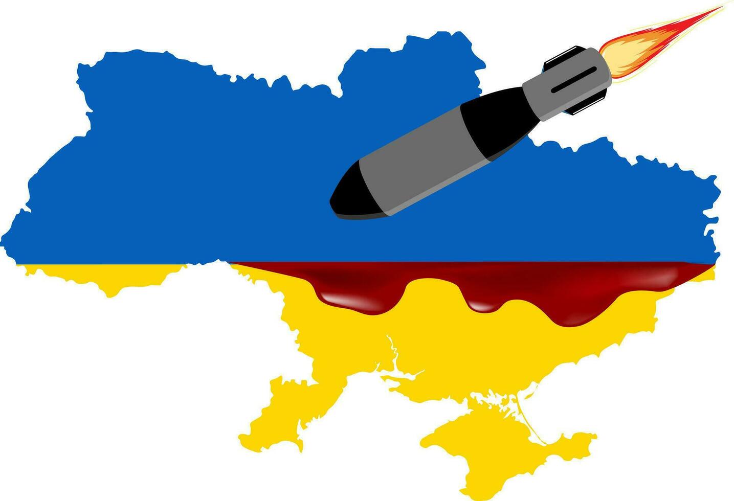 carta geografica di Ucraina con missile e ucraino bandiera sfondo vettore