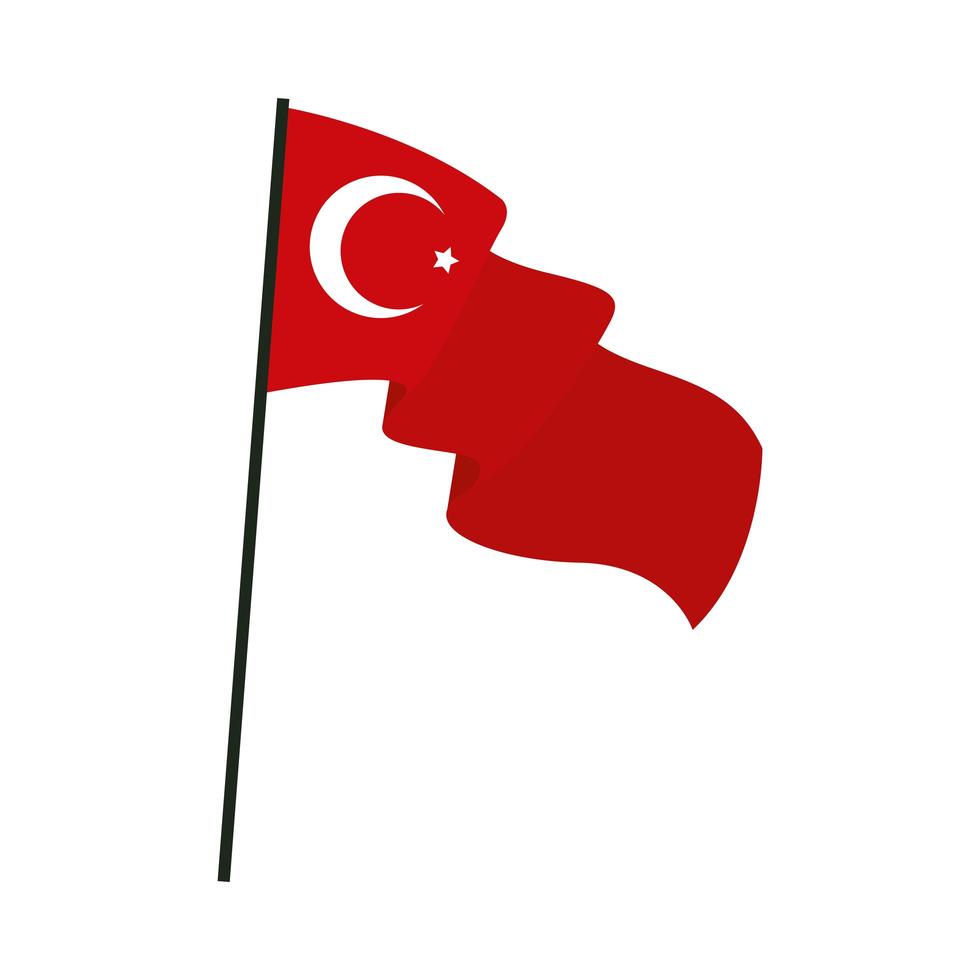 mano sventola bandiera turchia paese isolato icona vettore