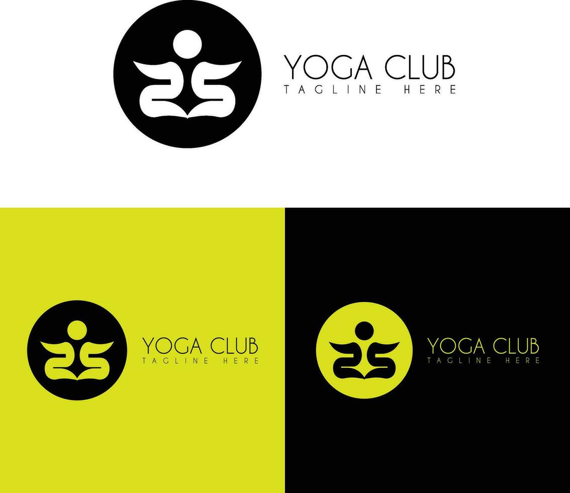 yoga club logo disegno, zen e meditazione loghi, yoga studio logo vettore