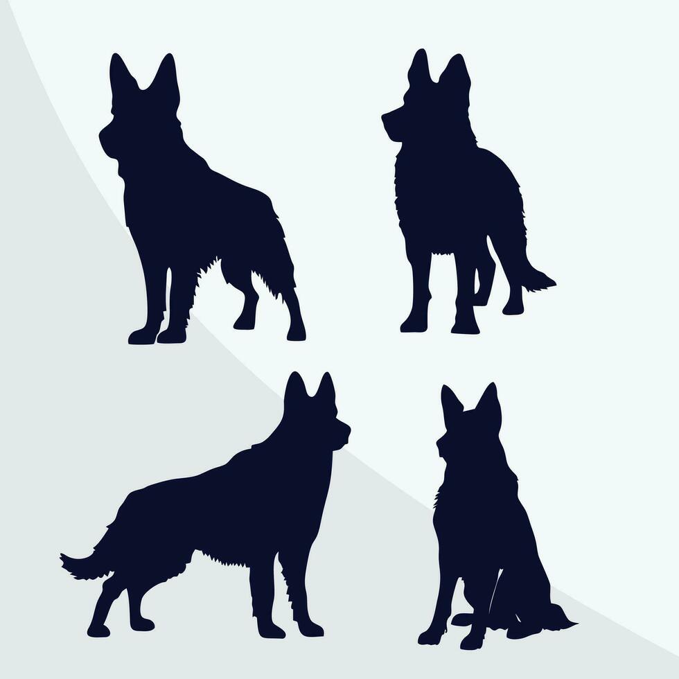 vettore disegno di un' impostato di Tedesco pastore cane razza silhouette
