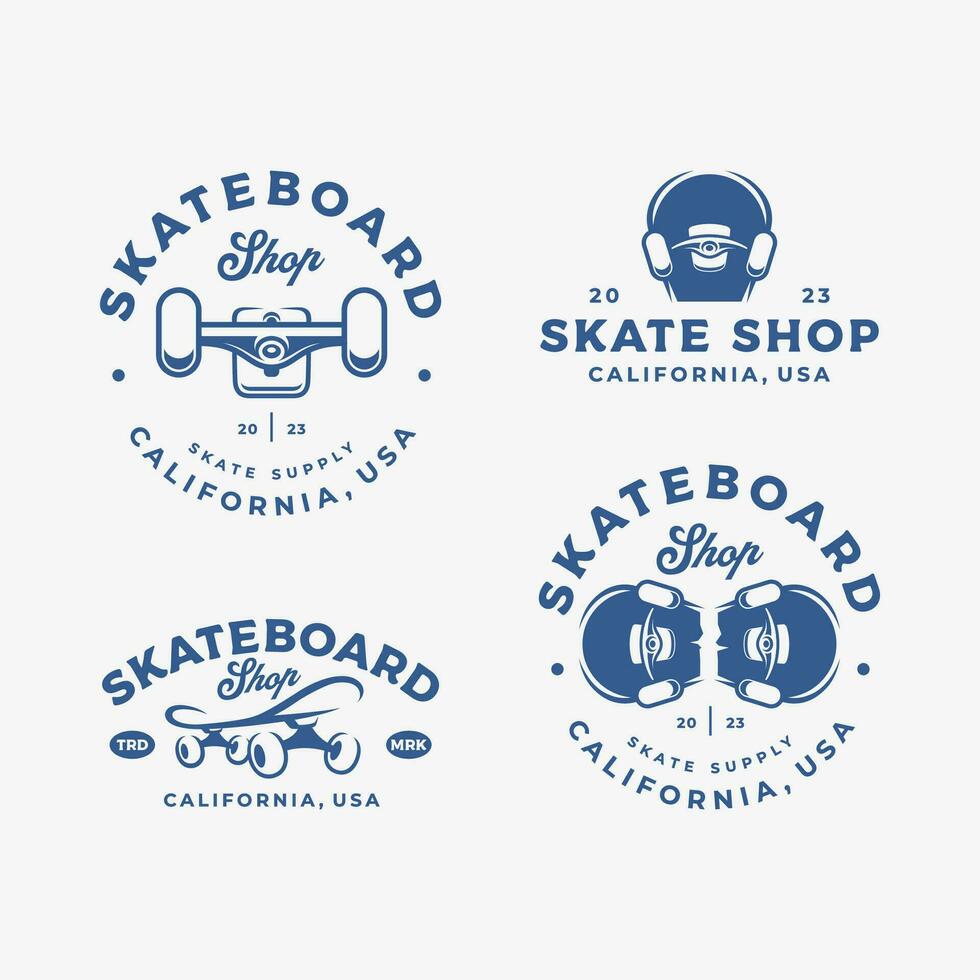 skateboard negozio logo design modello vettore
