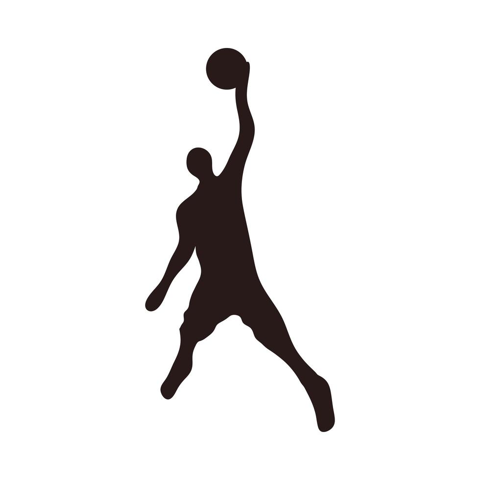 sagoma dell'icona del giocatore di basket vettore