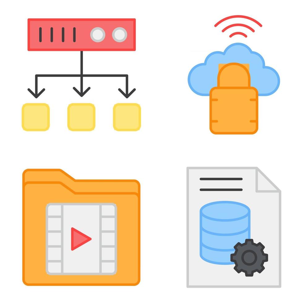 pacchetto di icone piatte di database vettore