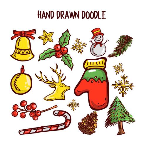 Set di arte di Natale Doodle. Illustrazione vettoriale