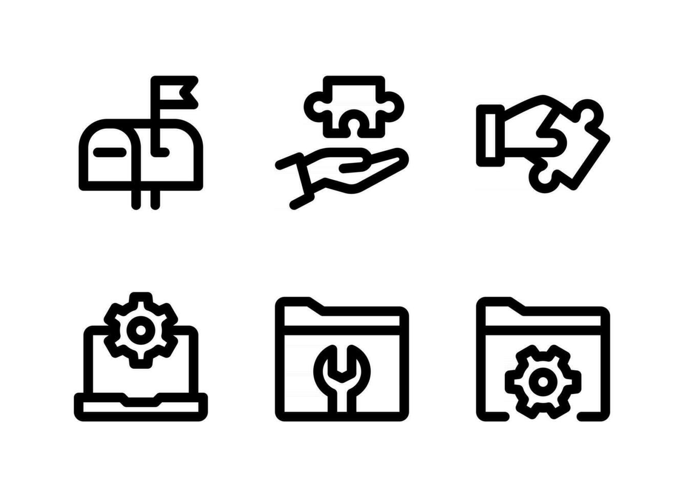 semplice set di icone di linee vettoriali relative alla guida e al supporto. contiene icone come casella di posta, risoluzione dei problemi, impostazioni del computer e altro.