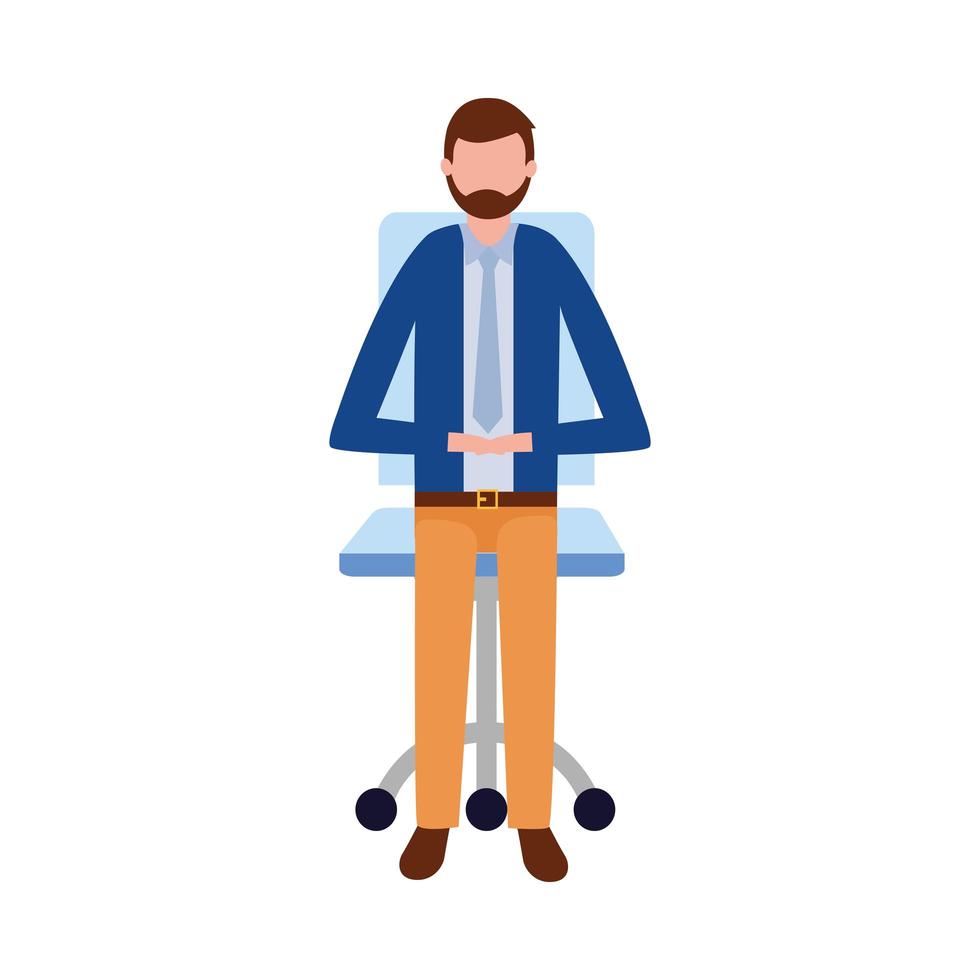 avatar uomo d'affari isolato con design vettoriale sedia