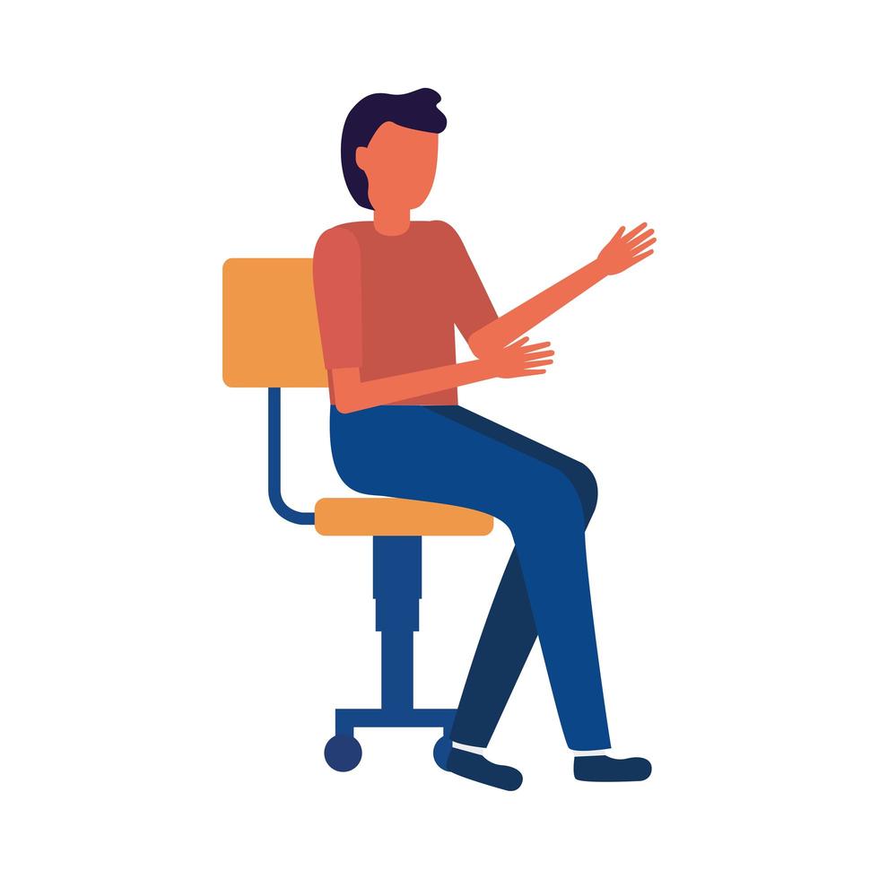 avatar isolato uomo sulla sedia disegno vettoriale