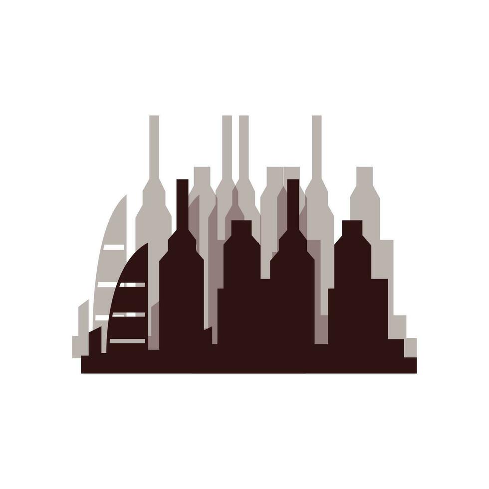 orizzonte logo, semplice moderno design di grattacieli, vettore paesaggio urbano edifici, icona silhouette illustrazione